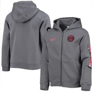Paris Saint-Germain Nike Youth Team Full-Zip Hoodie Jacket. Size XS (6). Grey.